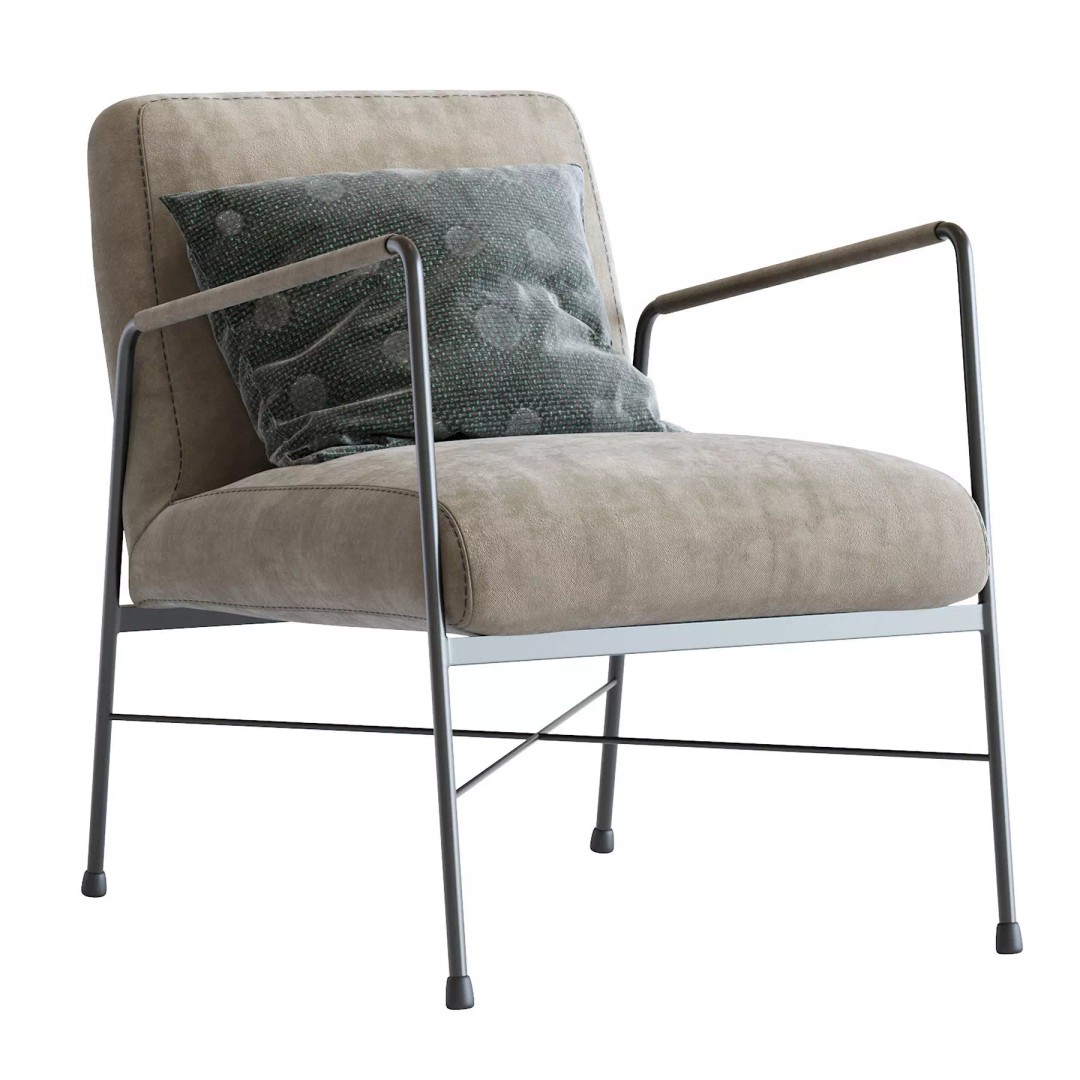 Derry Genuine Leather Armchair 3D Model – Industrial Design, PBR Textures - View 2