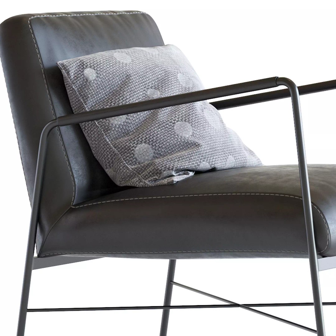 Derry Genuine Leather Armchair 3D Model – Industrial Design, PBR Textures - View 4