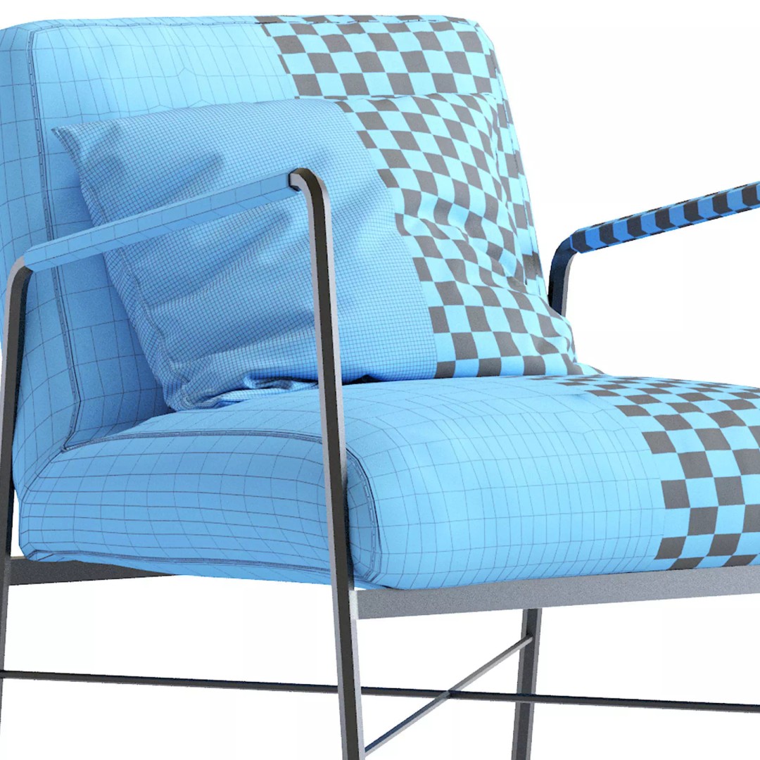 Derry Genuine Leather Armchair 3D Model – Industrial Design, PBR Textures - View 5
