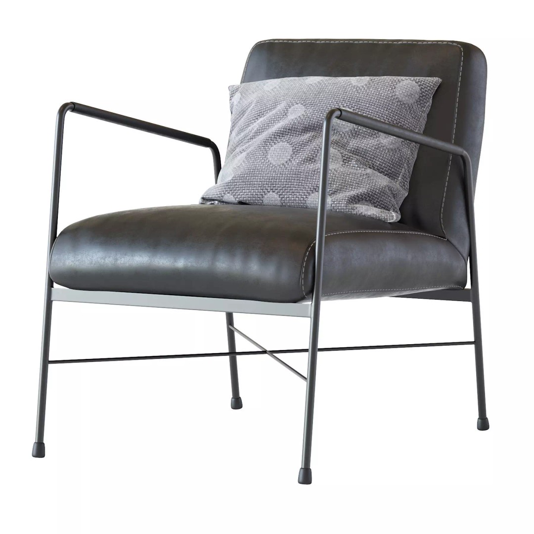 Derry Genuine Leather Armchair 3D Model – Industrial Design, PBR Textures - View 6