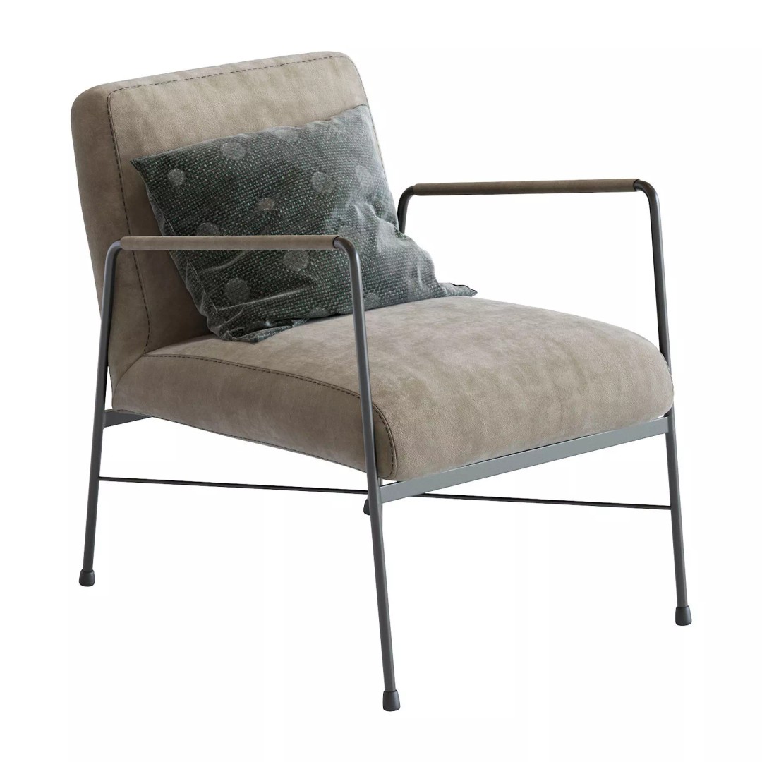 Derry Genuine Leather Armchair 3D Model – Industrial Design, PBR Textures - View 7