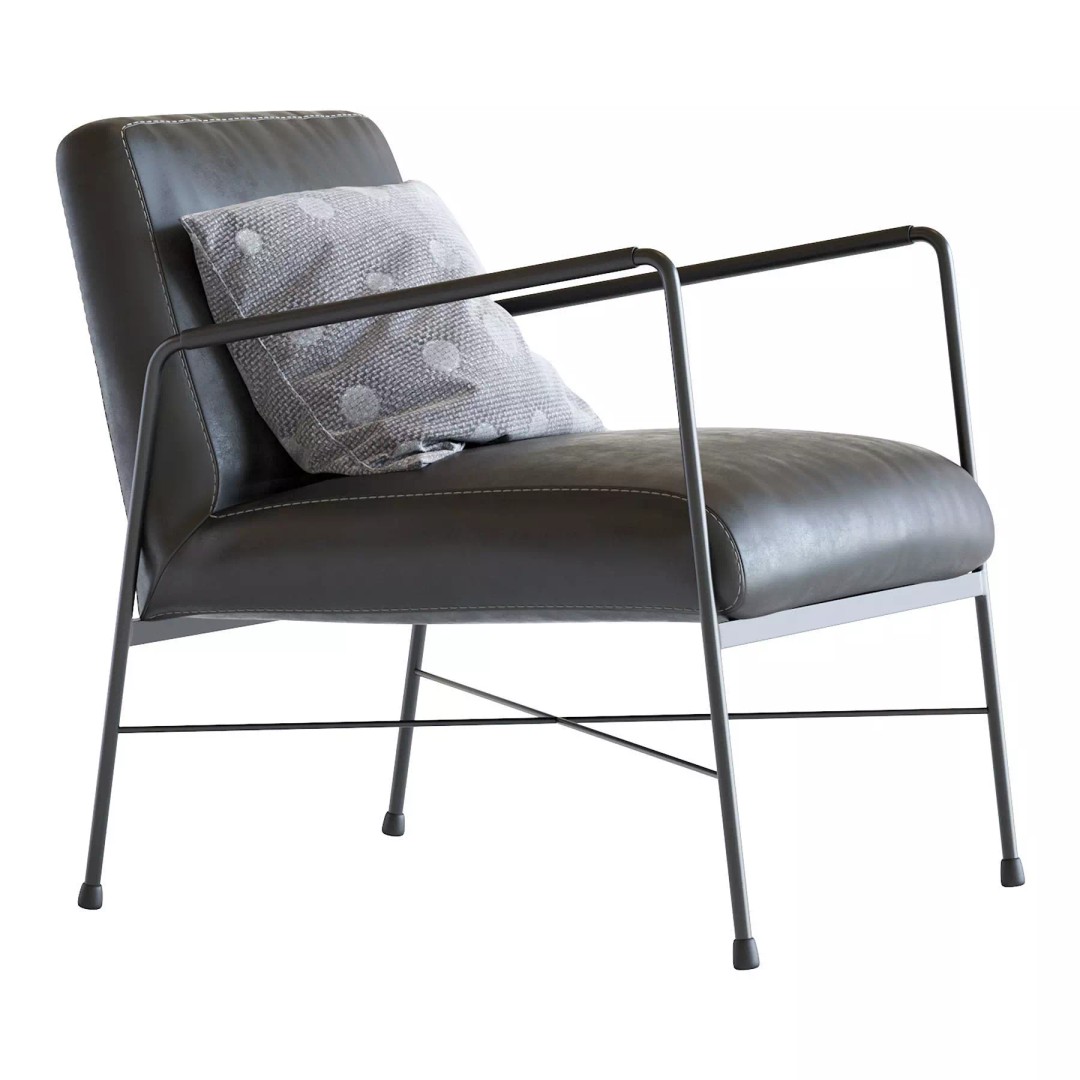 Derry Genuine Leather Armchair 3D Model – Industrial Design, PBR Textures - View 8