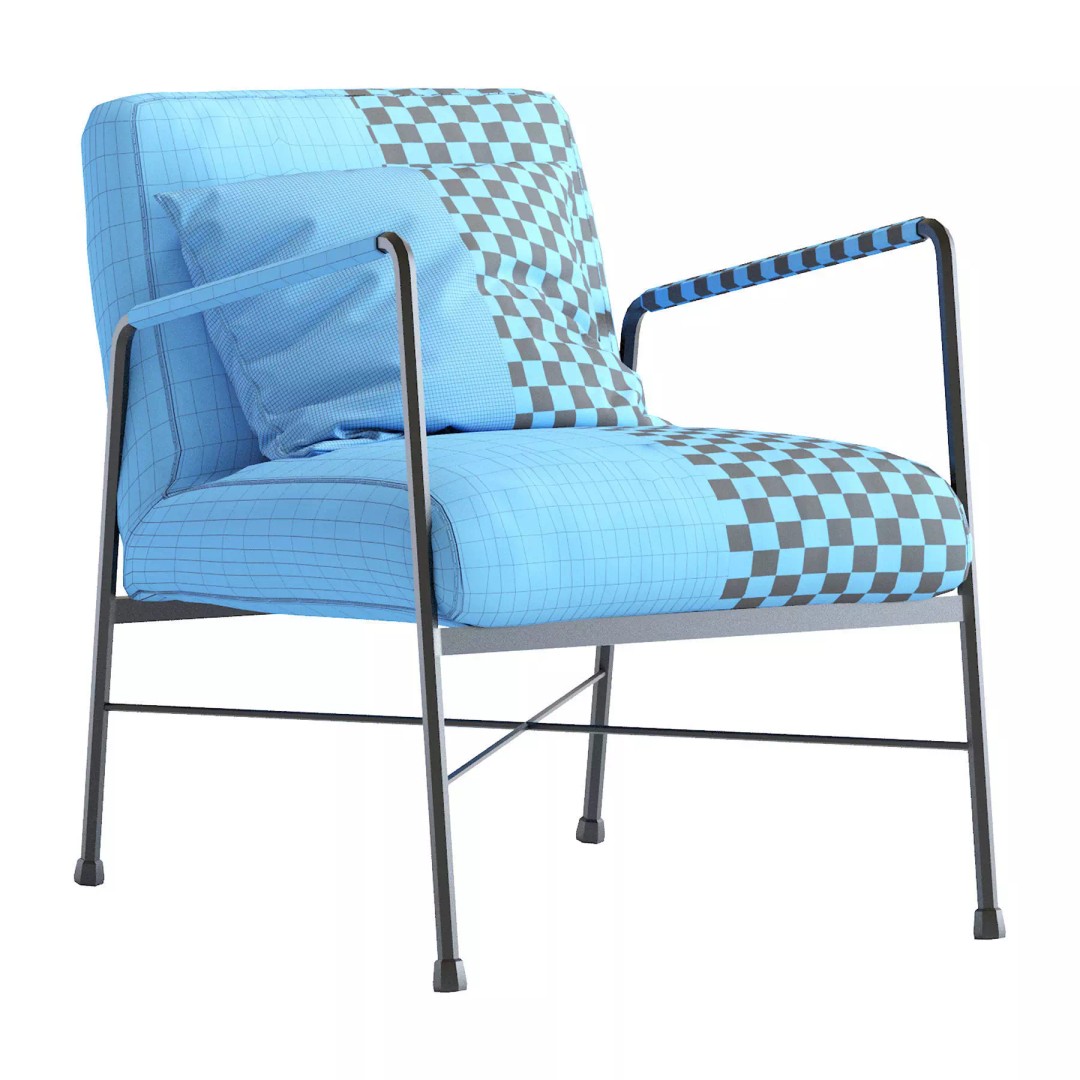 Derry Genuine Leather Armchair 3D Model – Industrial Design, PBR Textures - View 9