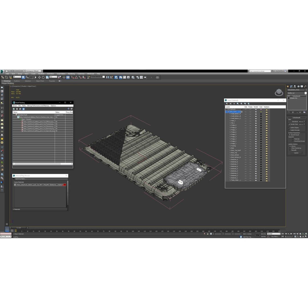 Tesla Cybertruck Battery Pack 3D Model – High Poly PBR Asset, FBX, OBJ - View 18
