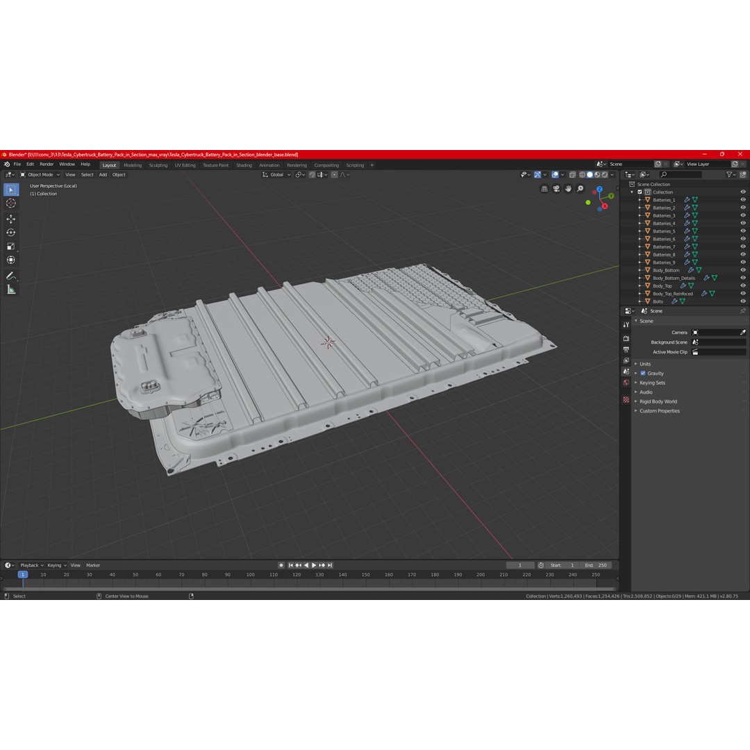 Tesla Cybertruck Battery Pack 3D Model – High Poly PBR Asset, FBX, OBJ - View 21