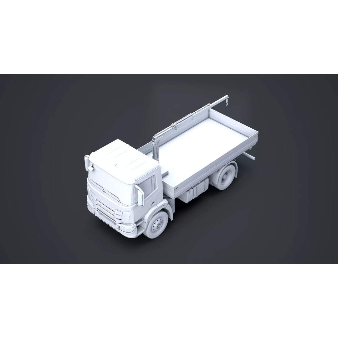 Flatbed Truck 3D Model – High Poly Loader Crane, FBX - View 10