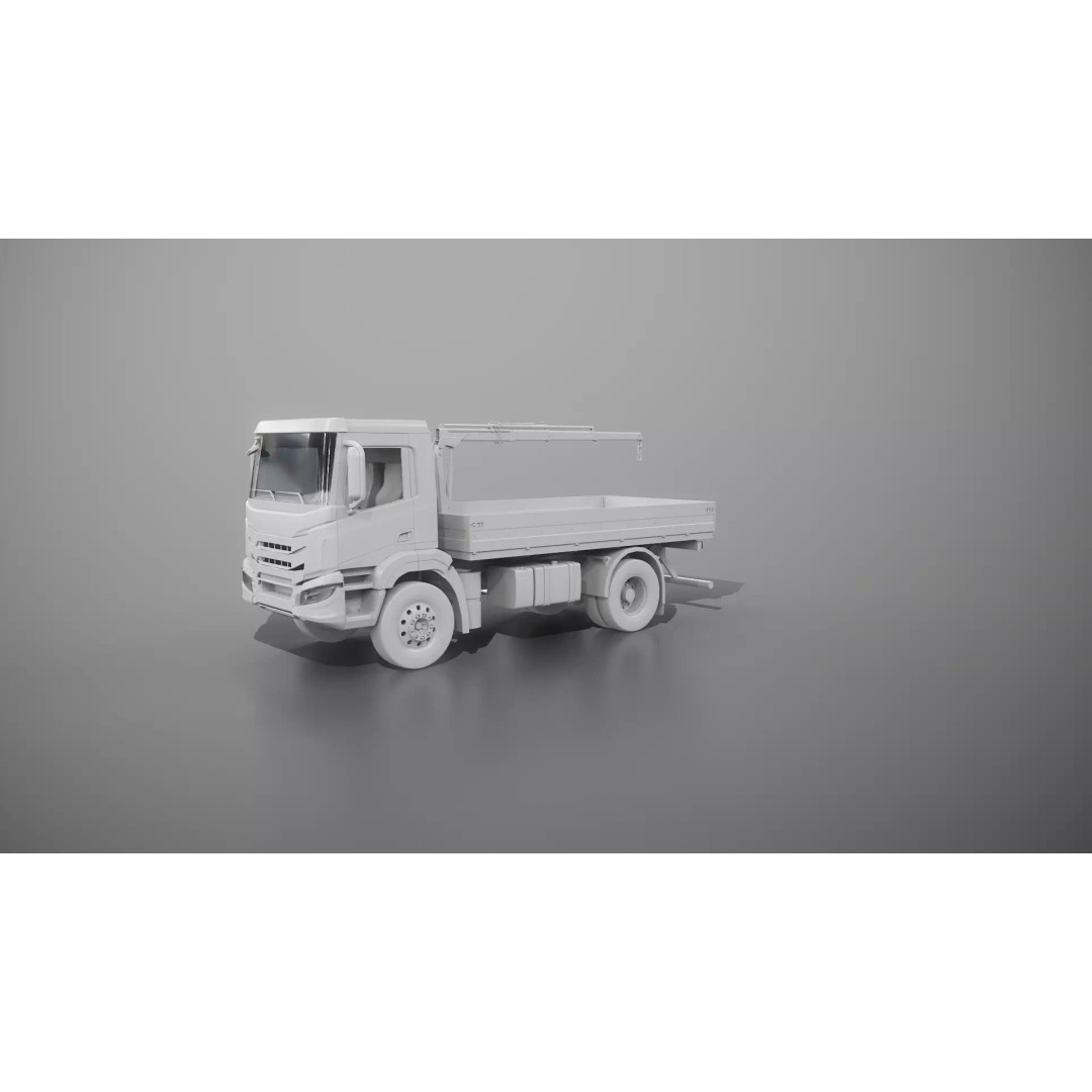 Flatbed Truck 3D Model – High Poly Loader Crane, FBX - View 15