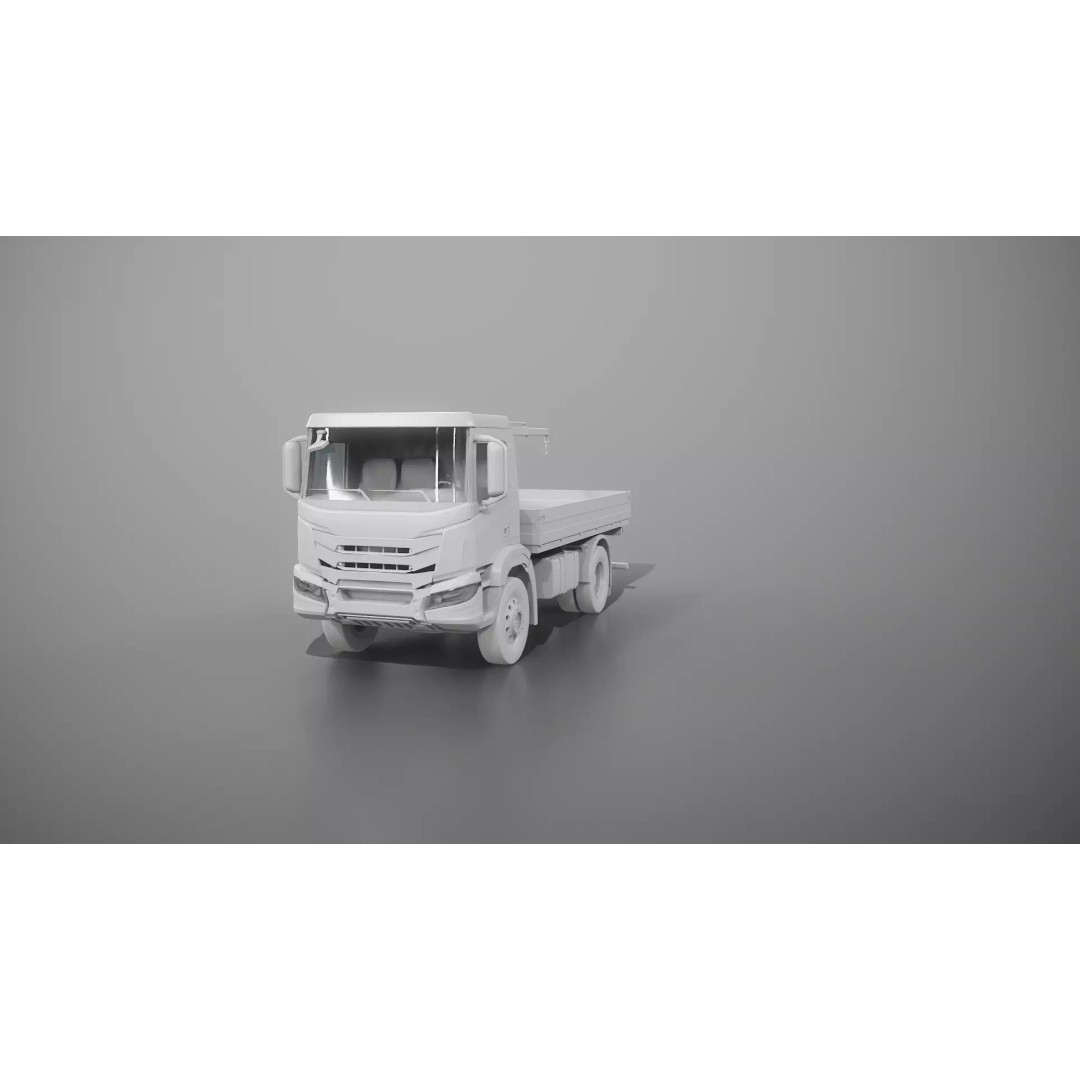 Flatbed Truck 3D Model – High Poly Loader Crane, FBX - View 16