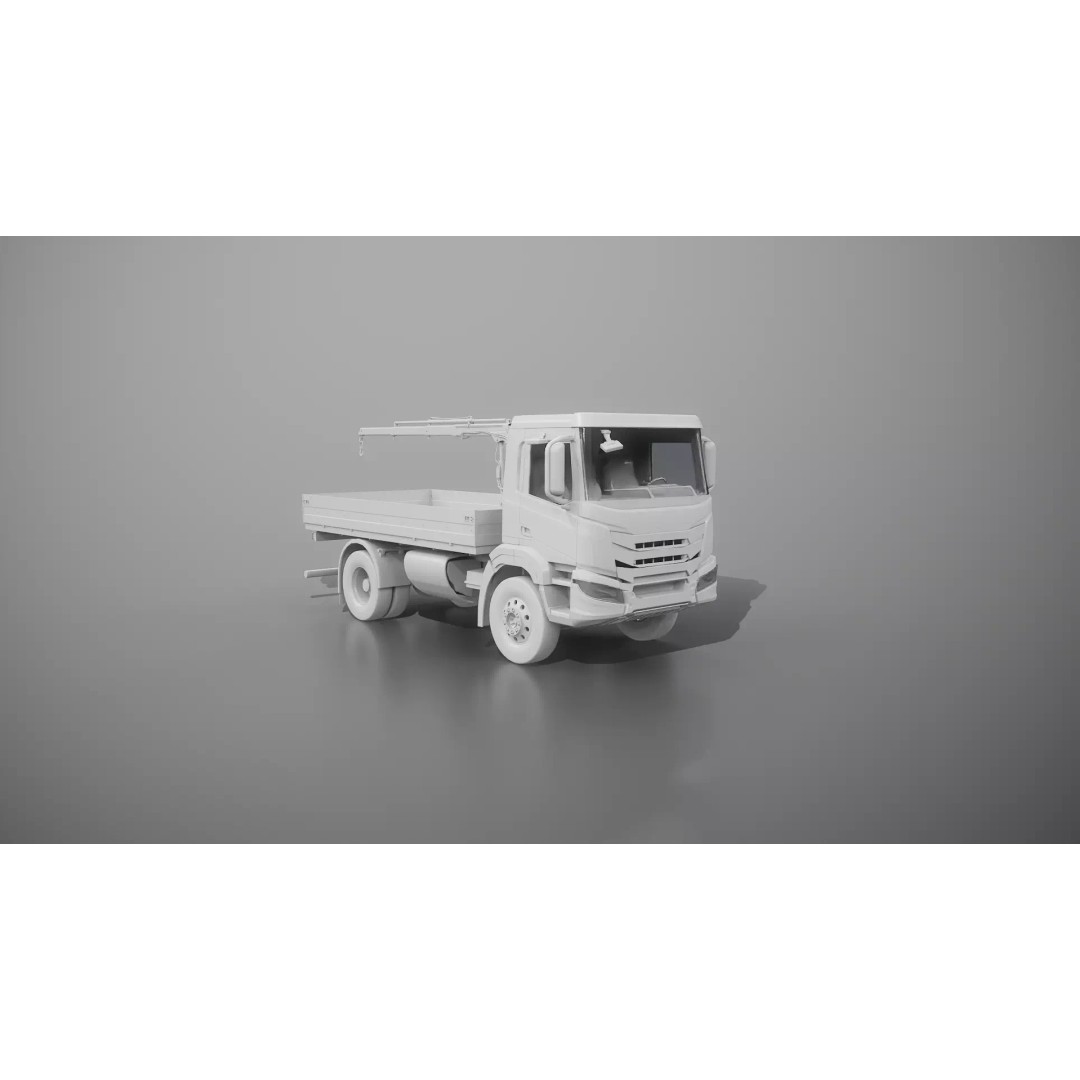 Flatbed Truck 3D Model – High Poly Loader Crane, FBX - View 18