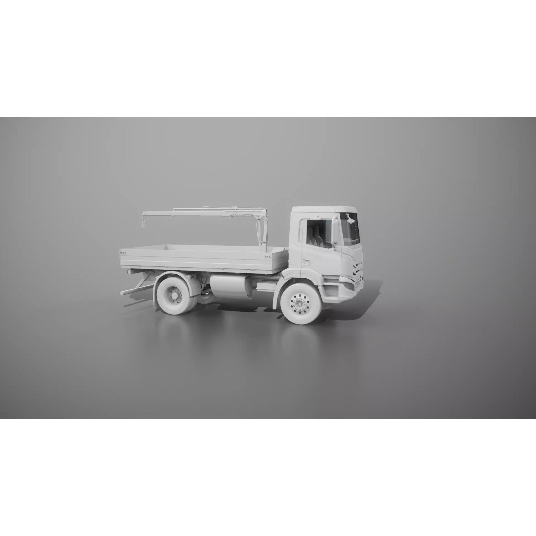 Flatbed Truck 3D Model – High Poly Loader Crane, FBX - View 19