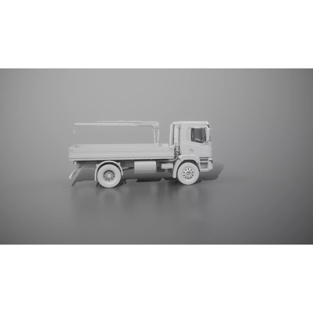 Flatbed Truck 3D Model – High Poly Loader Crane, FBX - View 20