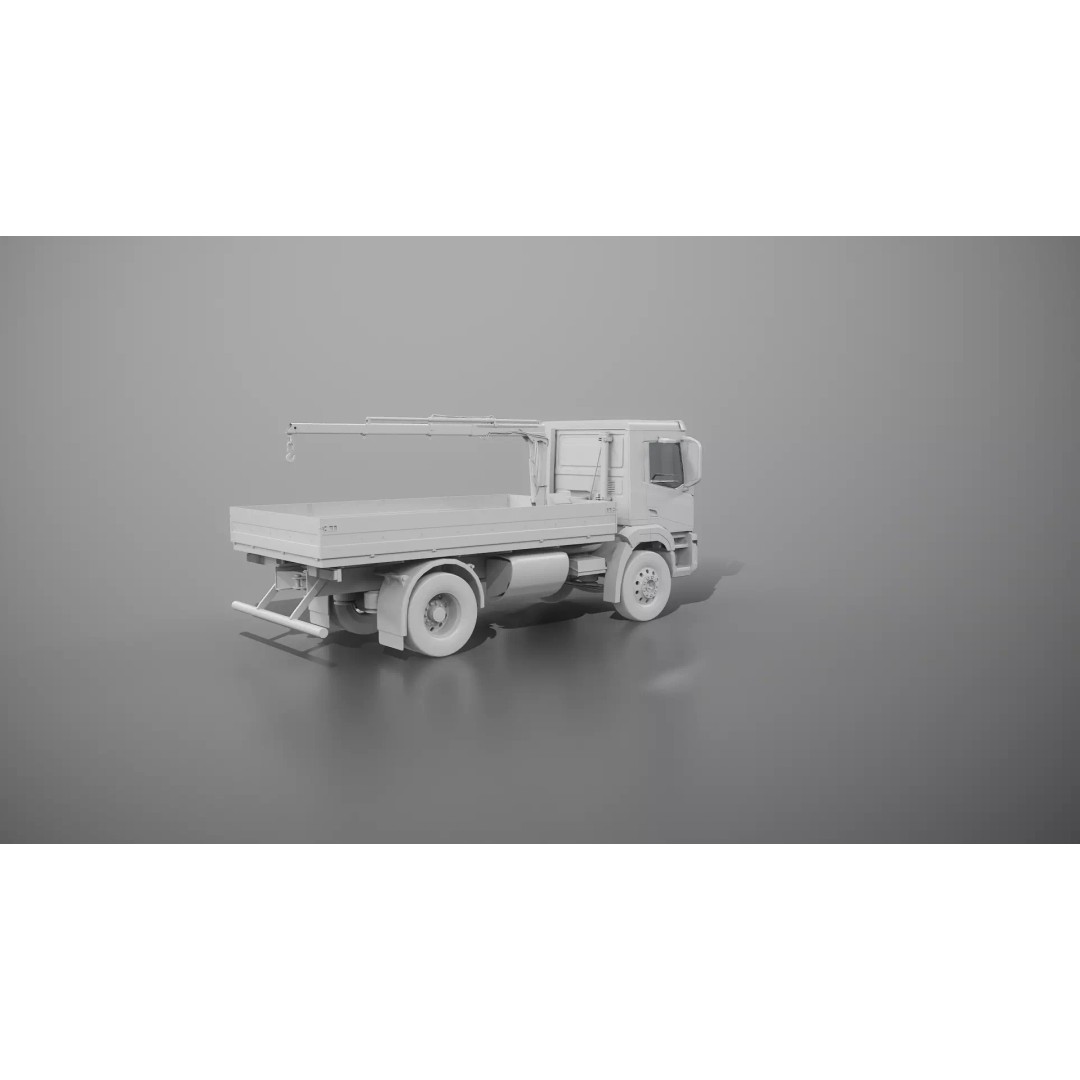 Flatbed Truck 3D Model – High Poly Loader Crane, FBX - View 21