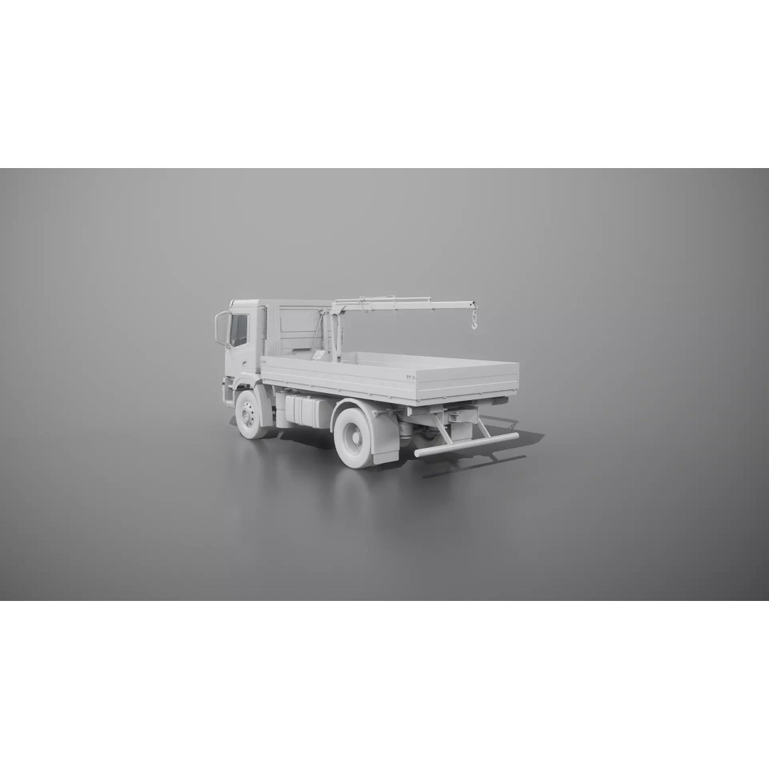 Flatbed Truck 3D Model – High Poly Loader Crane, FBX - View 24