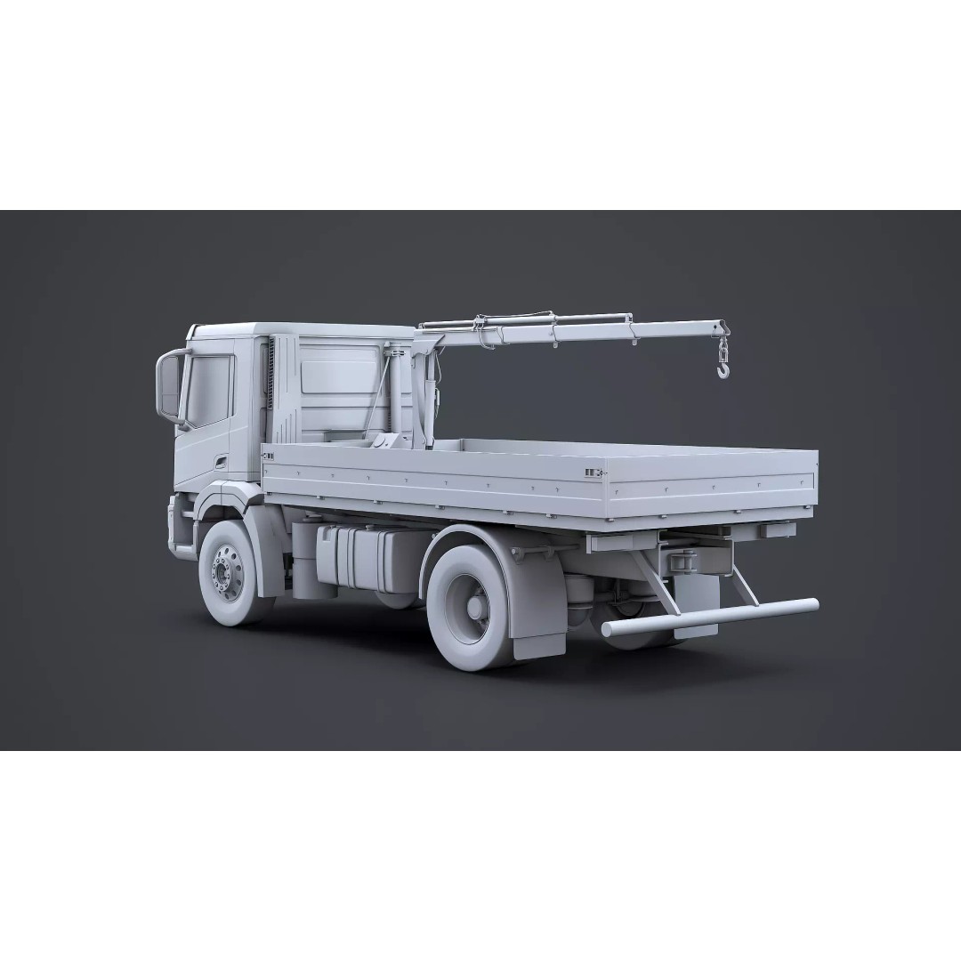 Flatbed Truck 3D Model – High Poly Loader Crane, FBX - View 4