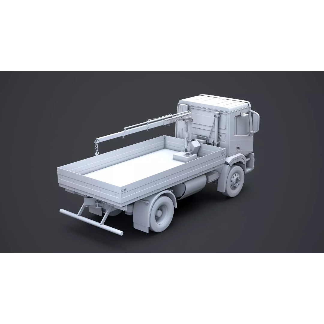 Flatbed Truck 3D Model – High Poly Loader Crane, FBX - View 6