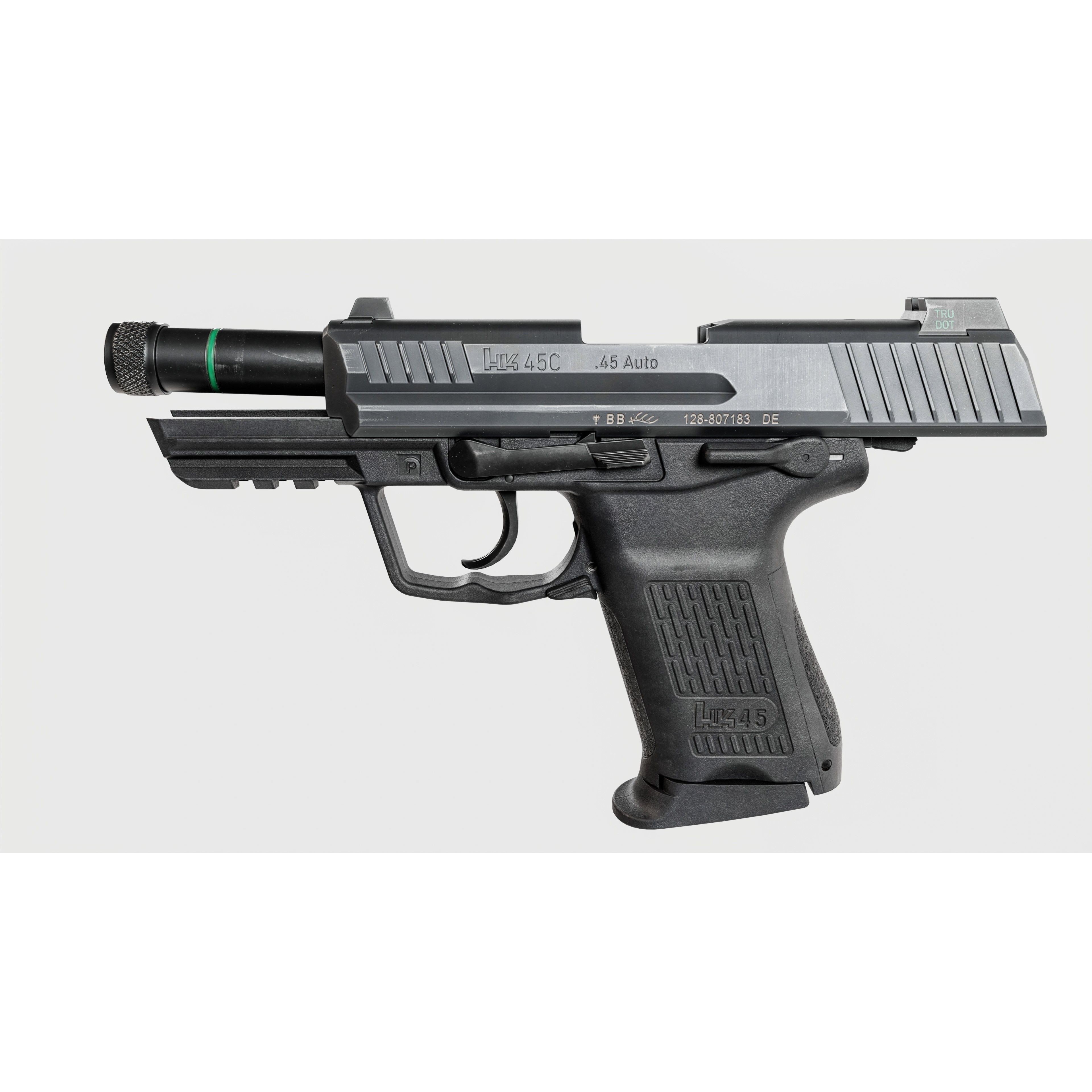 Heckler and Koch HK45 Compact Tactical - Low-Poly Game-Ready 3D Model - View 12