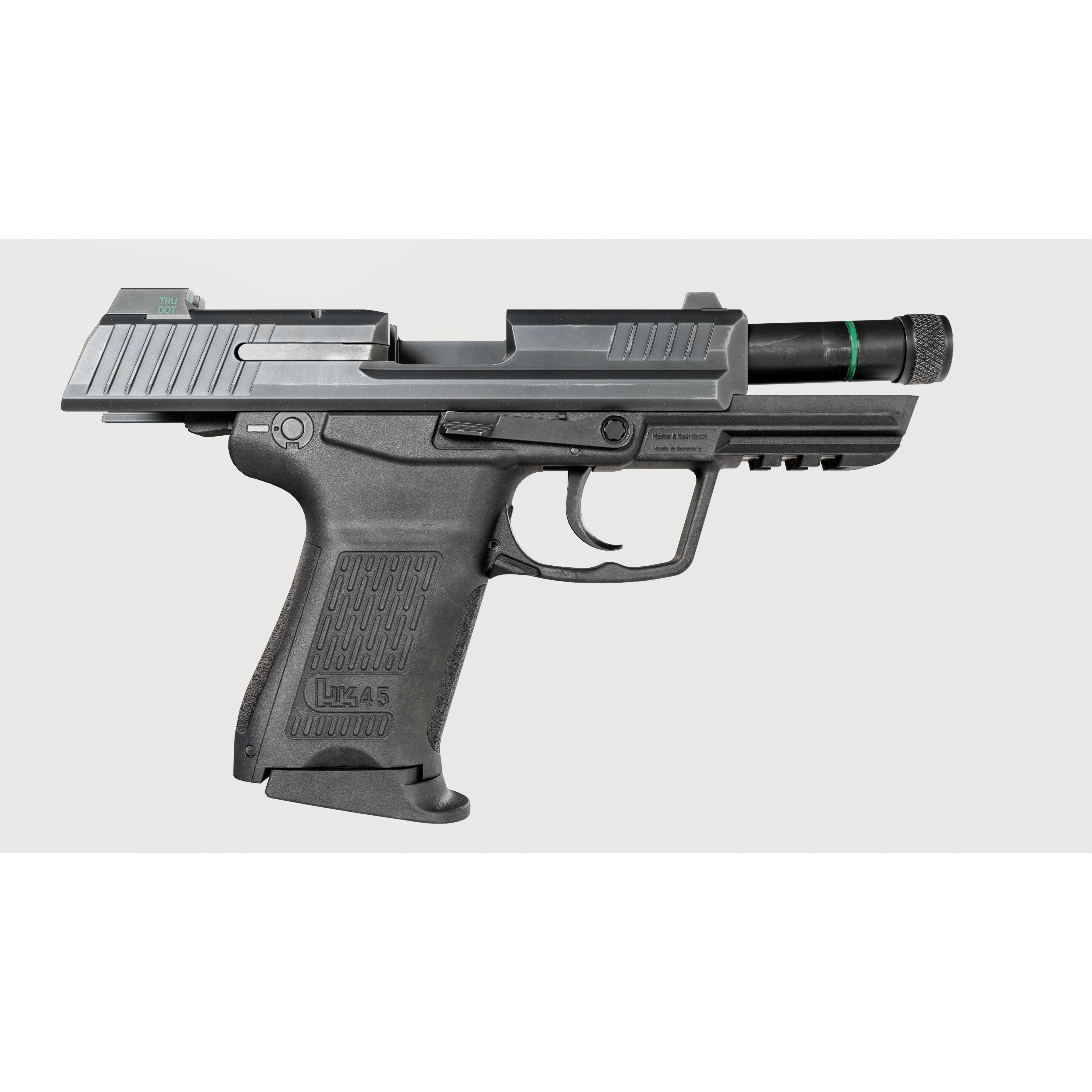 Heckler and Koch HK45 Compact Tactical - Low-Poly Game-Ready 3D Model - View 6