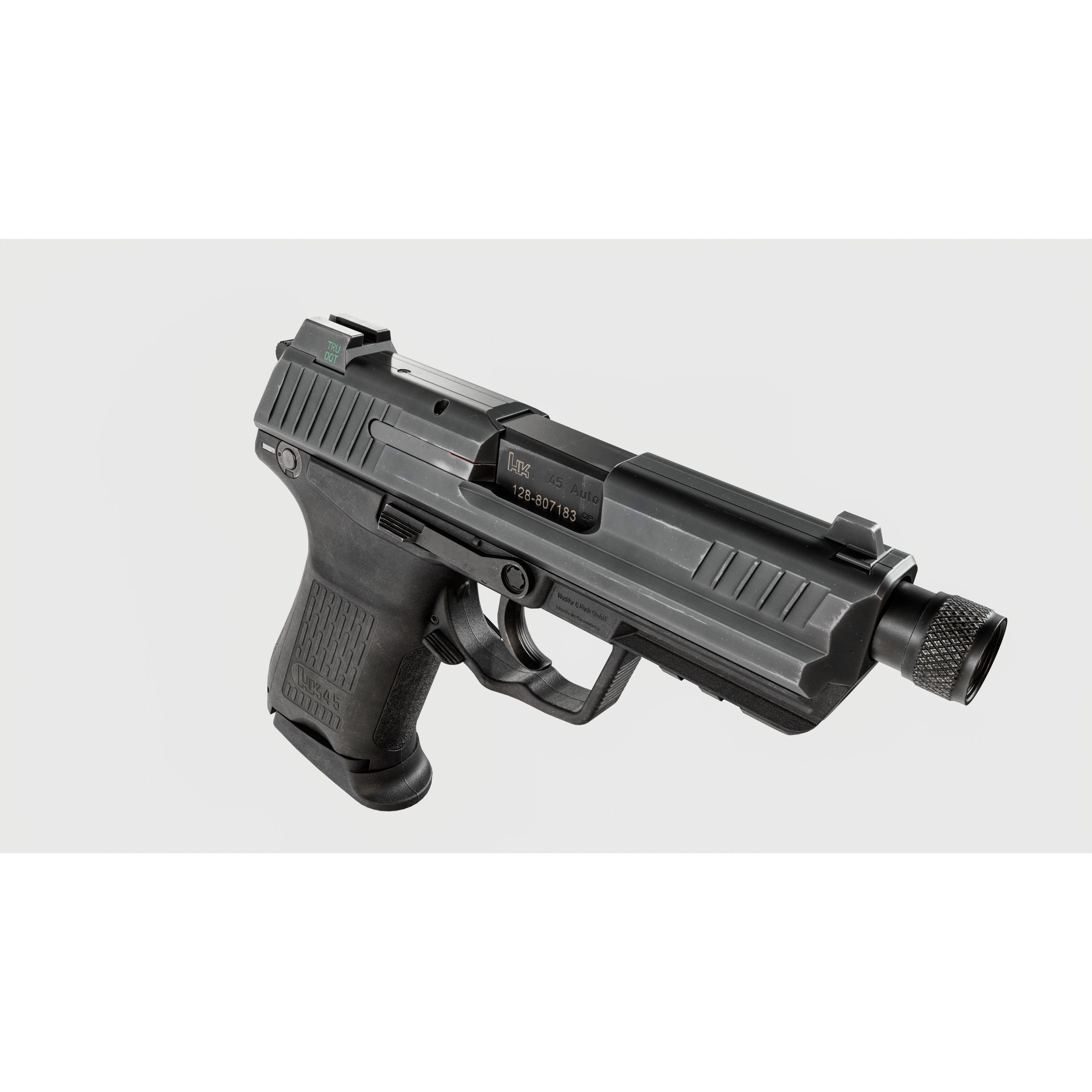 Heckler and Koch HK45 Compact Tactical - Low-Poly Game-Ready 3D Model - View 7