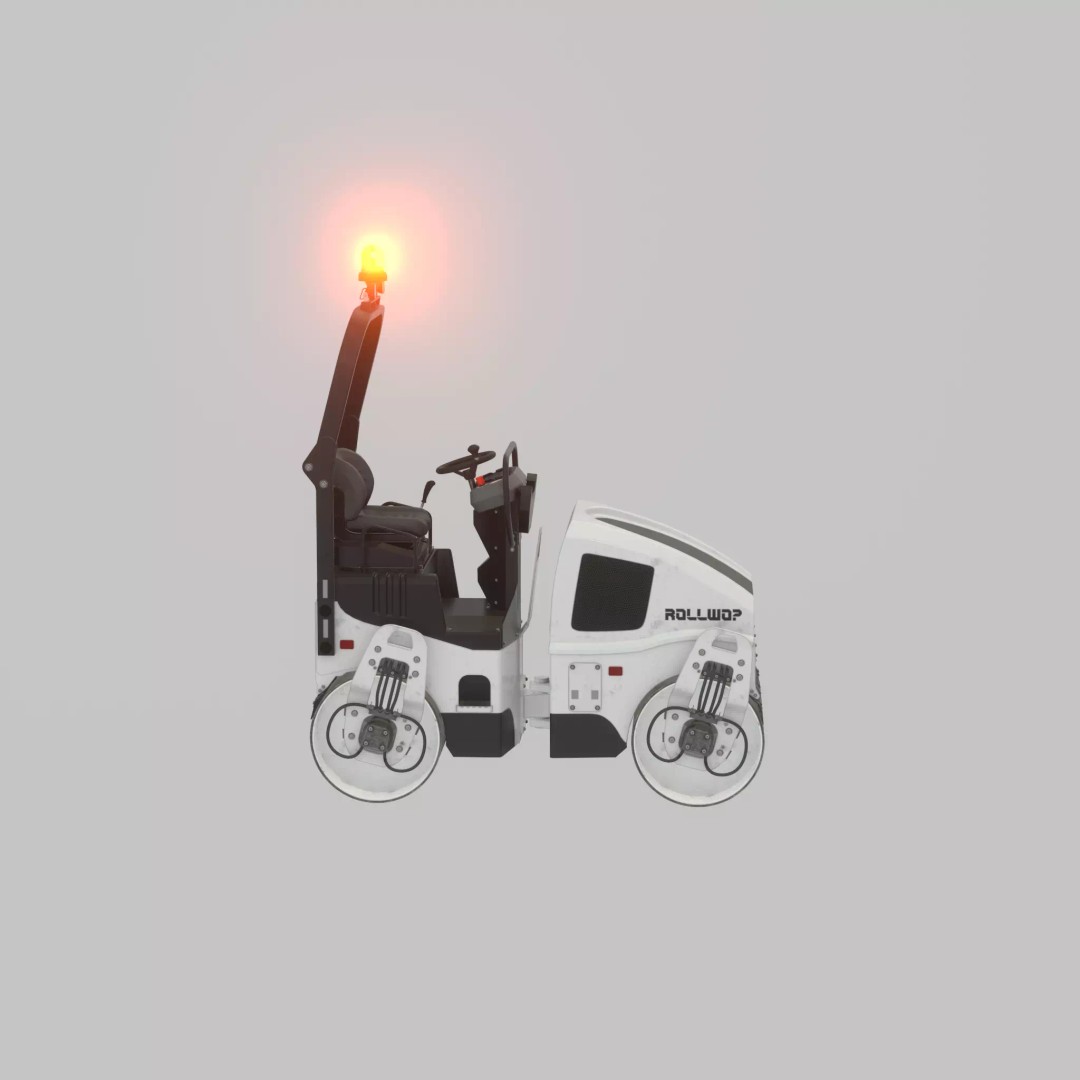 Road Roller 3D Model – Low Poly Construction Vehicle, FBX, Game Ready