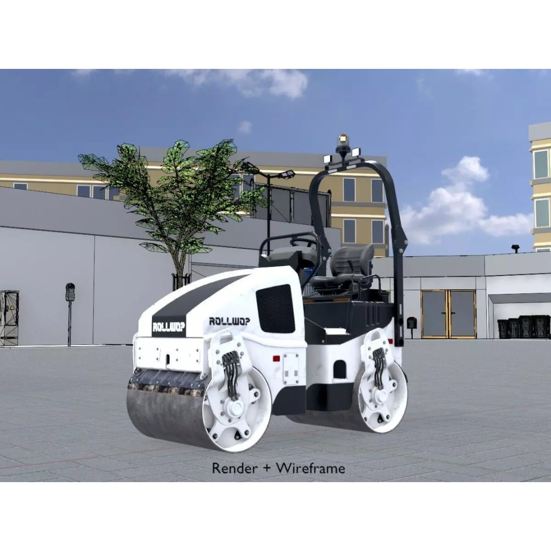 Road Roller 3D Model – Low Poly Construction Vehicle, FBX, Game Ready - View 10