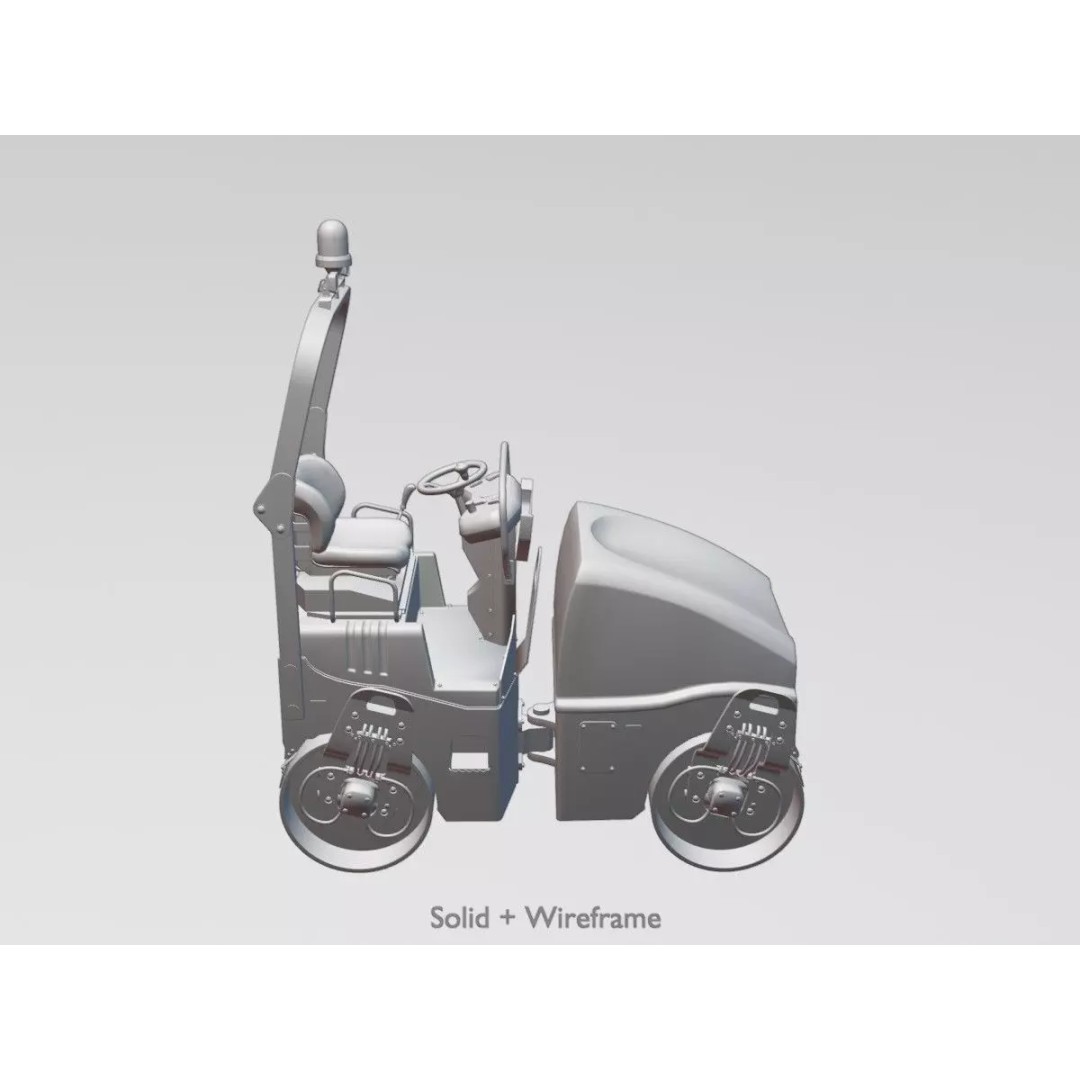 Road Roller 3D Model – Low Poly Construction Vehicle, FBX, Game Ready - View 13