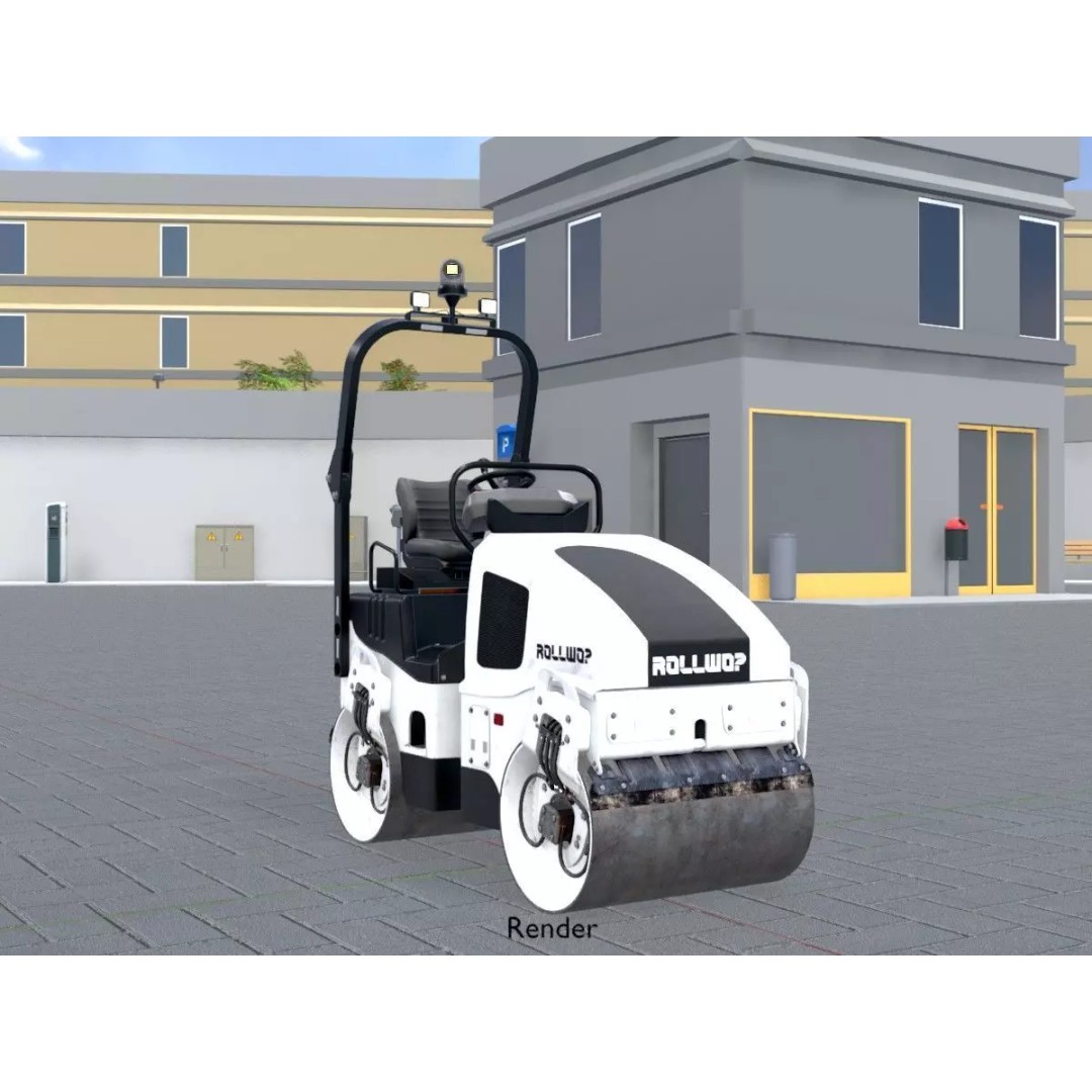 Road Roller 3D Model – Low Poly Construction Vehicle, FBX, Game Ready - View 14