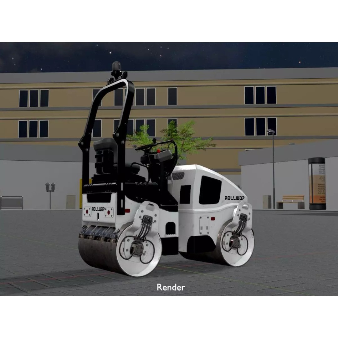 Road Roller 3D Model – Low Poly Construction Vehicle, FBX, Game Ready - View 21