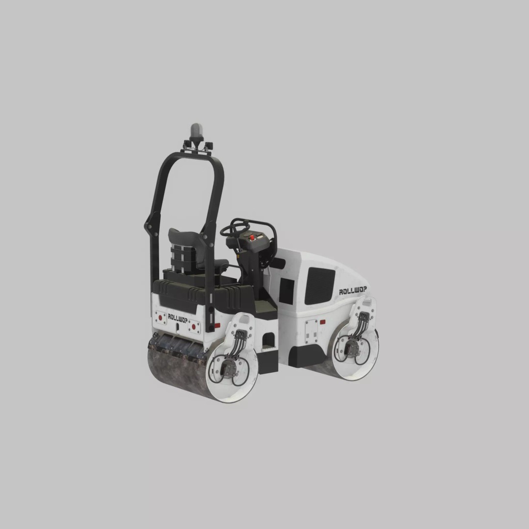 Road Roller 3D Model – Low Poly Construction Vehicle, FBX, Game Ready - View 23