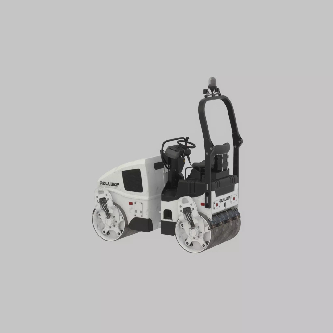 Road Roller 3D Model – Low Poly Construction Vehicle, FBX, Game Ready - View 24