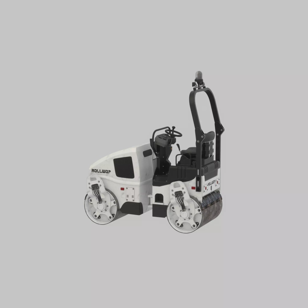 Road Roller 3D Model – Low Poly Construction Vehicle, FBX, Game Ready - View 25