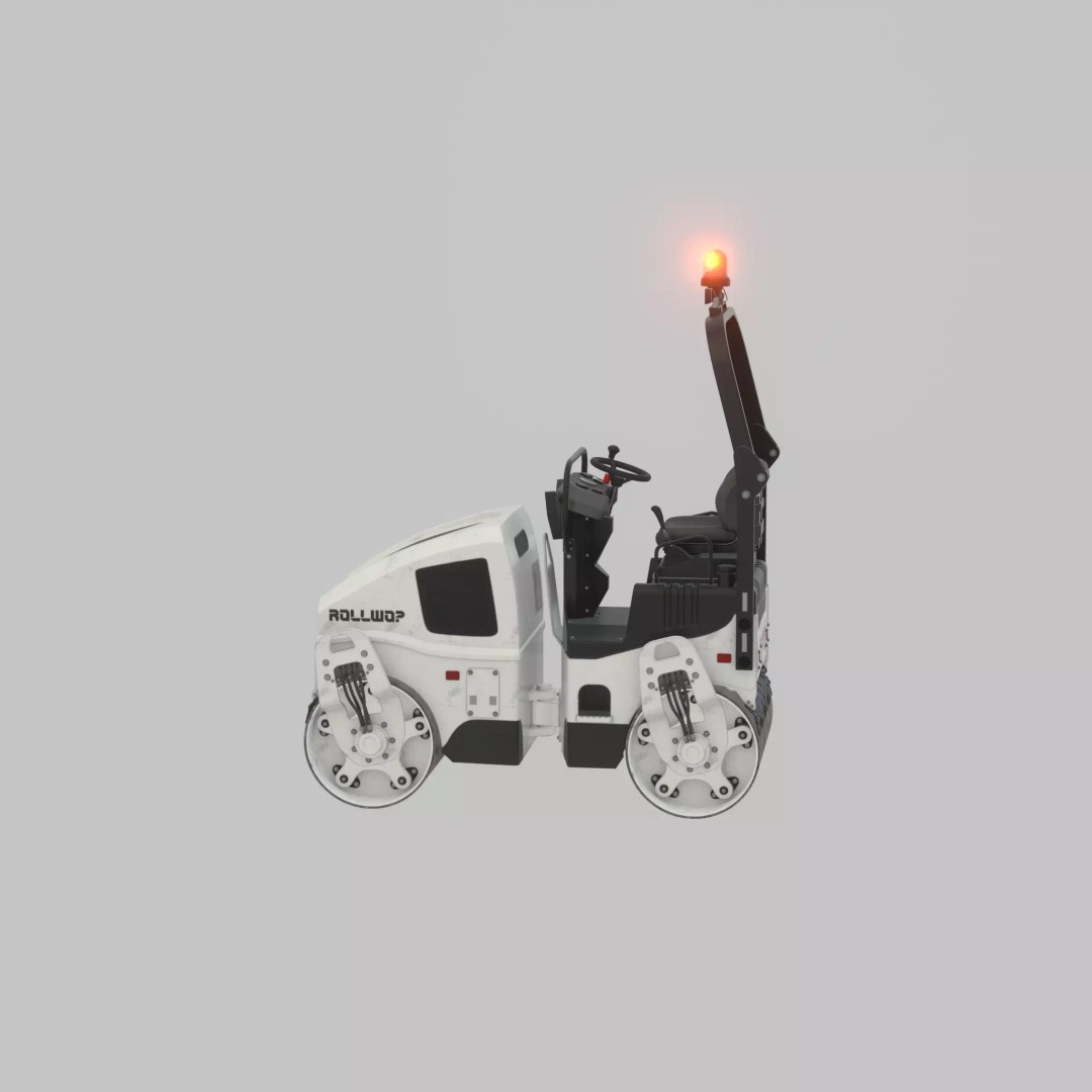Road Roller 3D Model – Low Poly Construction Vehicle, FBX, Game Ready - View 26