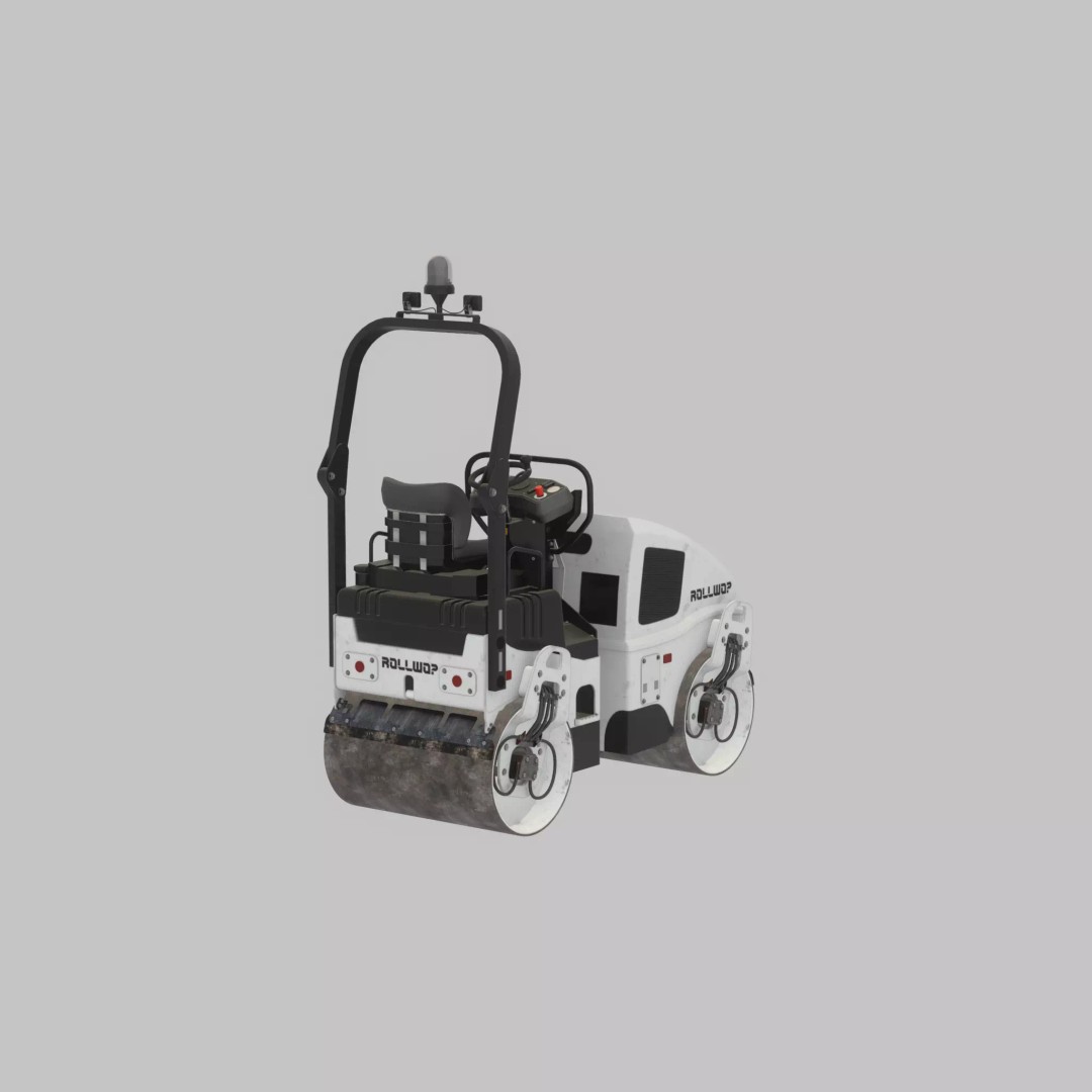 Road Roller 3D Model – Low Poly Construction Vehicle, FBX, Game Ready - View 27