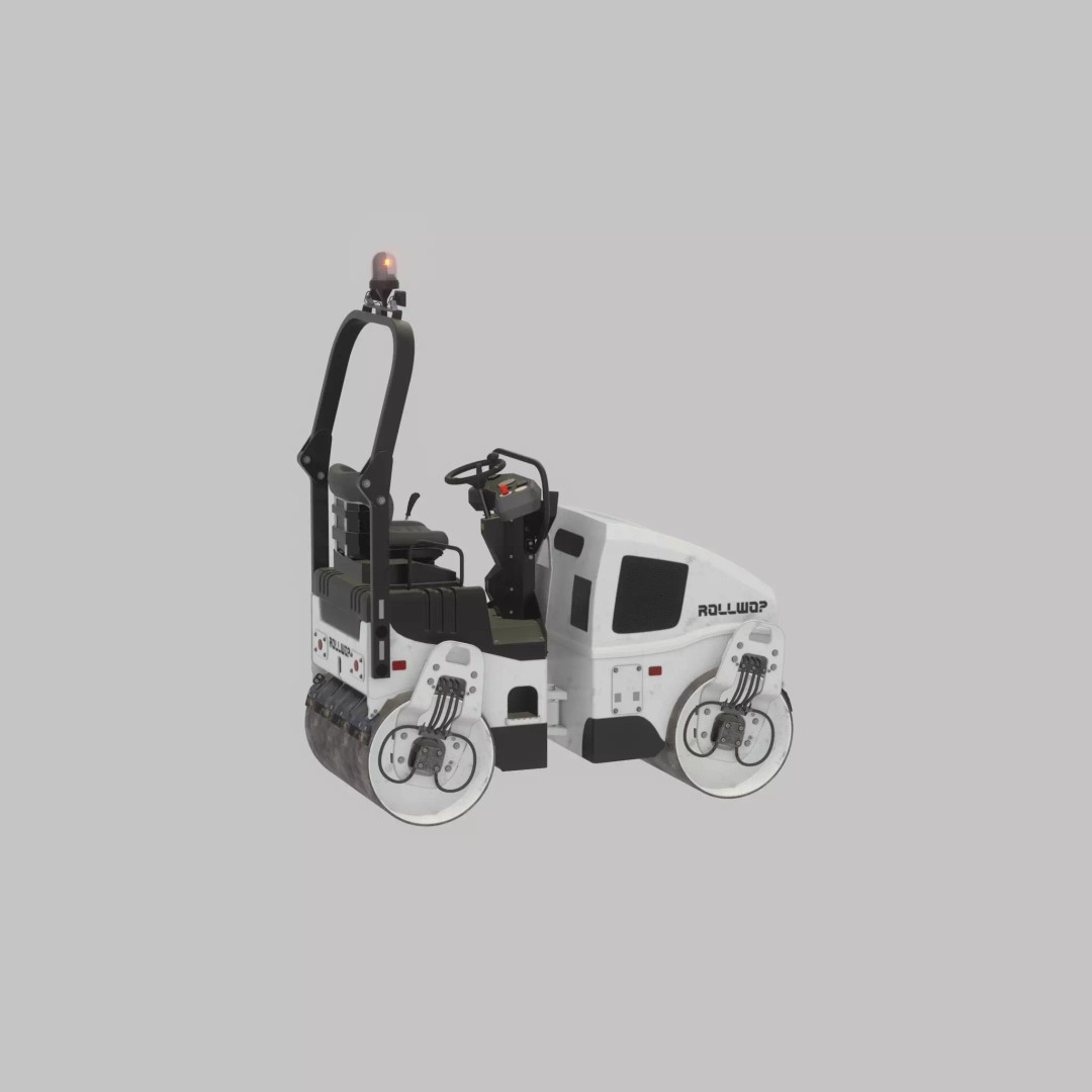 Road Roller 3D Model – Low Poly Construction Vehicle, FBX, Game Ready - View 28