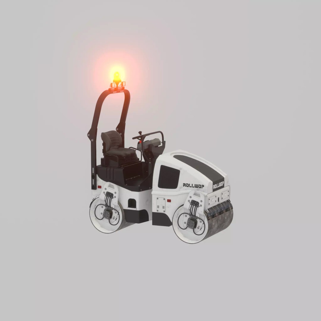 Road Roller 3D Model – Low Poly Construction Vehicle, FBX, Game Ready - View 30