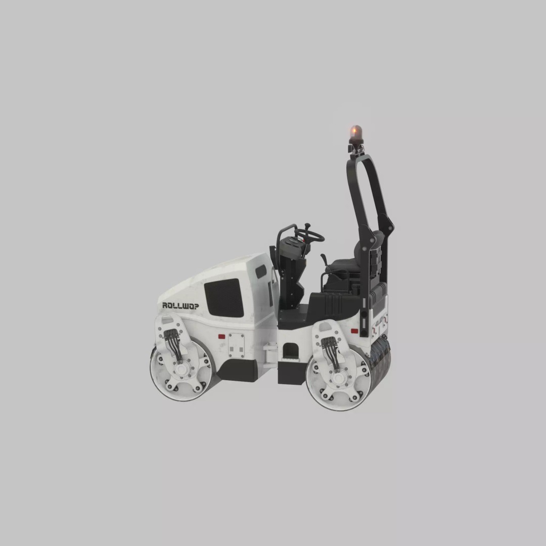 Road Roller 3D Model – Low Poly Construction Vehicle, FBX, Game Ready - View 33