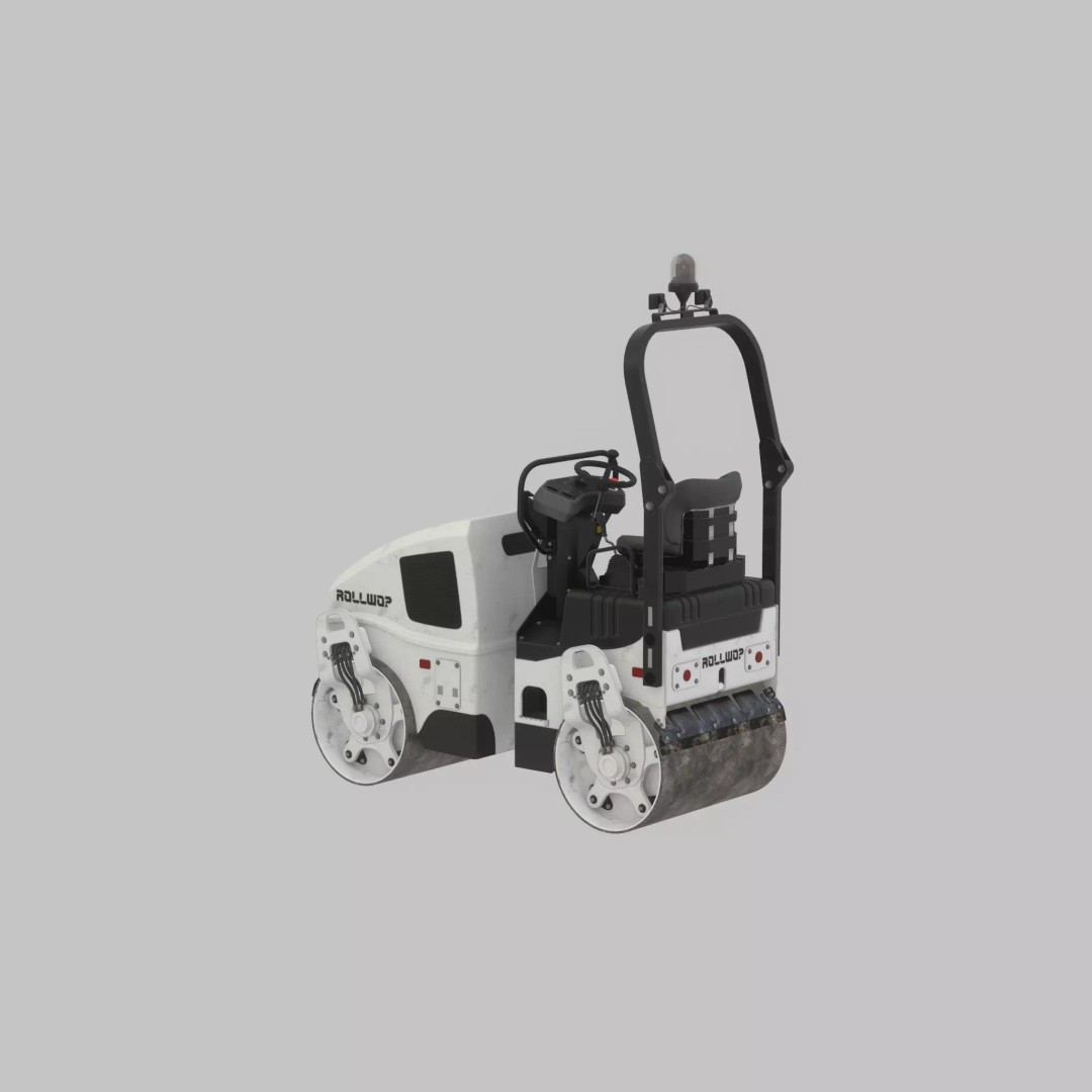 Road Roller 3D Model – Low Poly Construction Vehicle, FBX, Game Ready - View 34