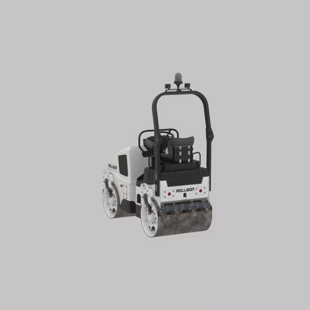 Road Roller 3D Model – Low Poly Construction Vehicle, FBX, Game Ready - View 37