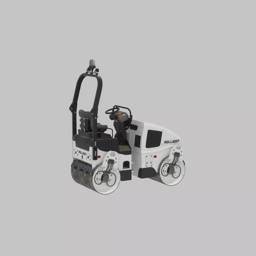 Road Roller 3D Model – Low Poly Construction Vehicle, FBX, Game Ready - View 39