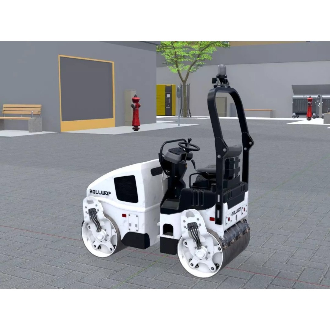 Road Roller 3D Model – Low Poly Construction Vehicle, FBX, Game Ready - View 4