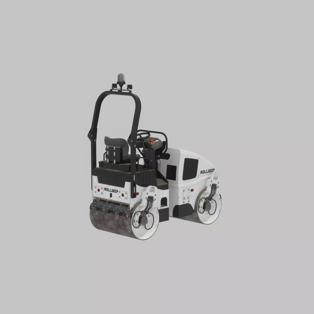 Road Roller 3D Model – Low Poly Construction Vehicle, FBX, Game Ready - View 40
