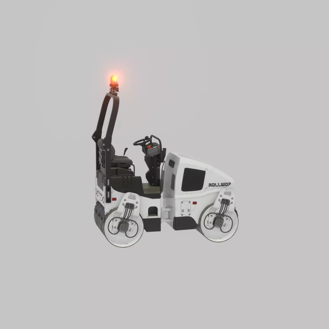 Road Roller 3D Model – Low Poly Construction Vehicle, FBX, Game Ready - View 42