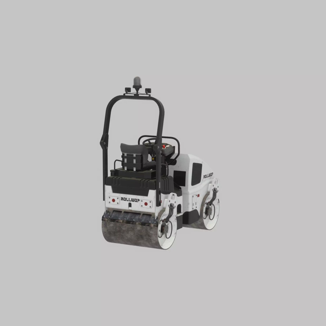Road Roller 3D Model – Low Poly Construction Vehicle, FBX, Game Ready - View 43
