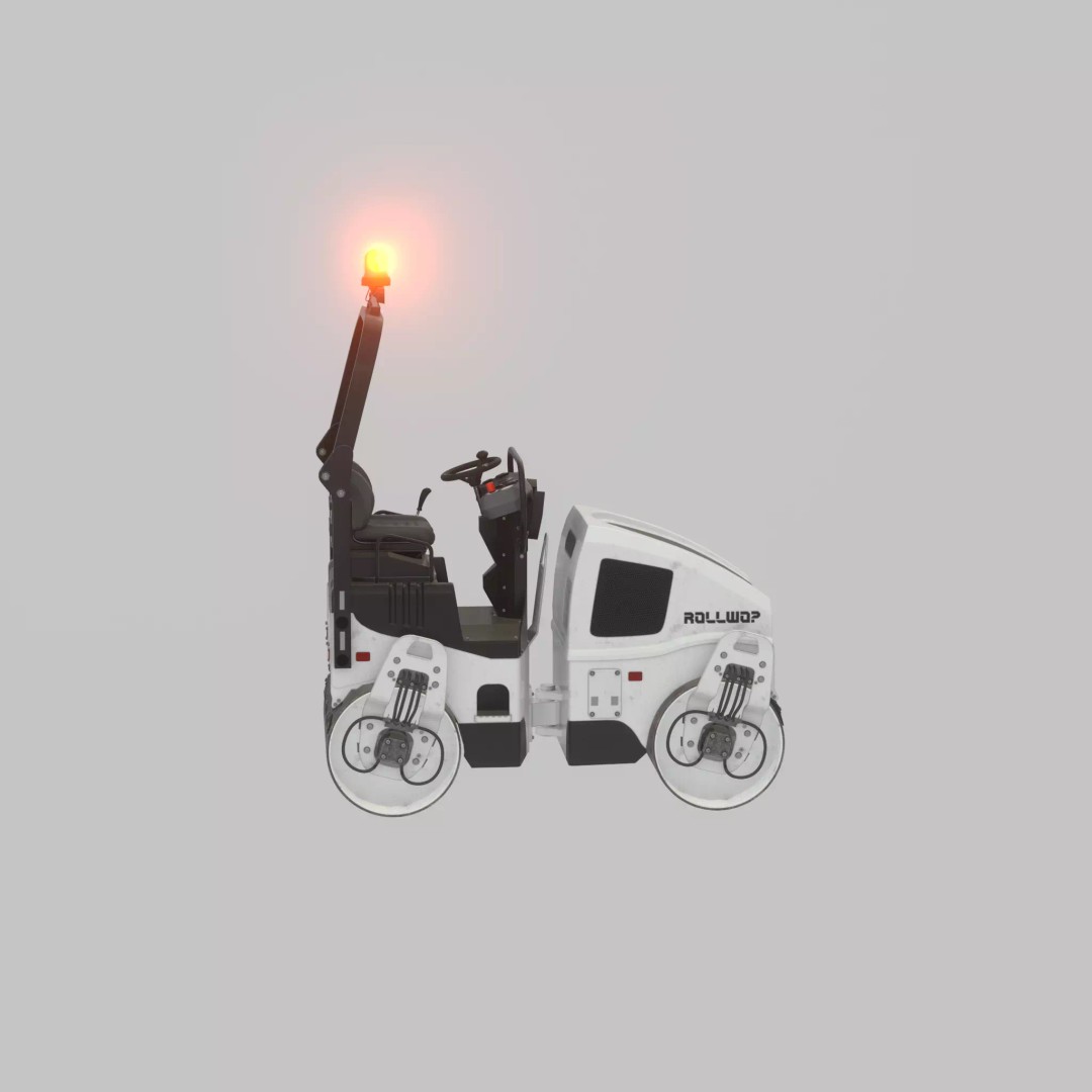 Road Roller 3D Model – Low Poly Construction Vehicle, FBX, Game Ready - View 44