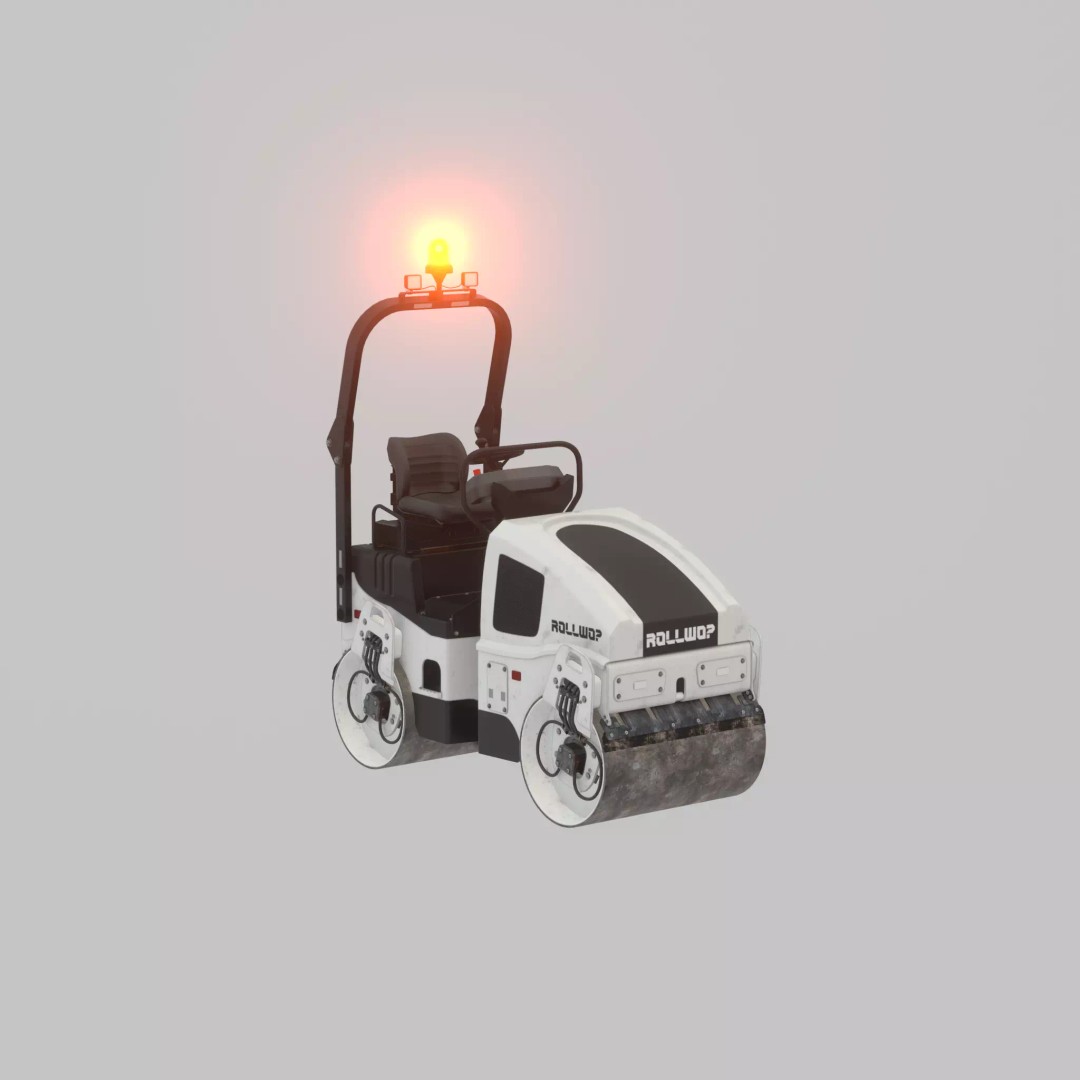 Road Roller 3D Model – Low Poly Construction Vehicle, FBX, Game Ready - View 45