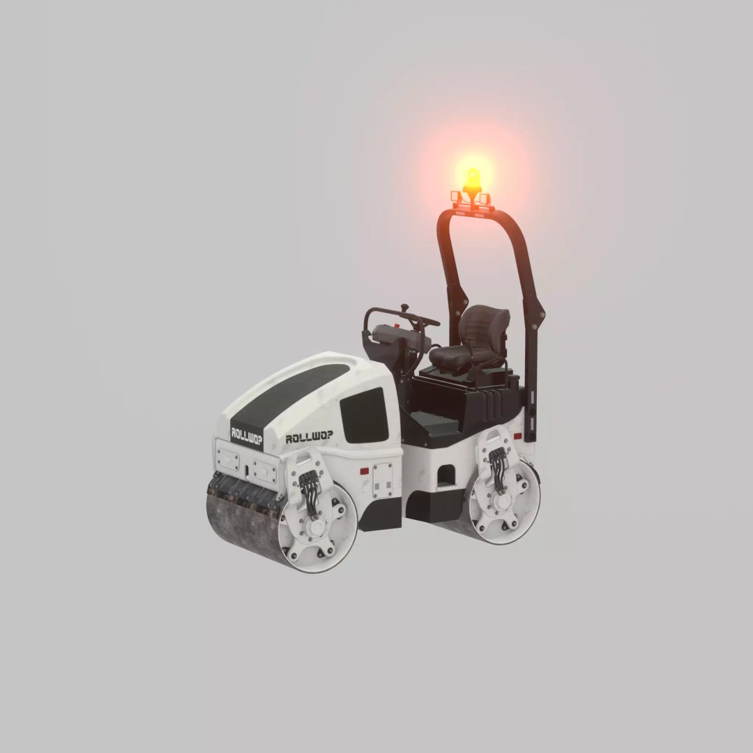 Road Roller 3D Model – Low Poly Construction Vehicle, FBX, Game Ready - View 46