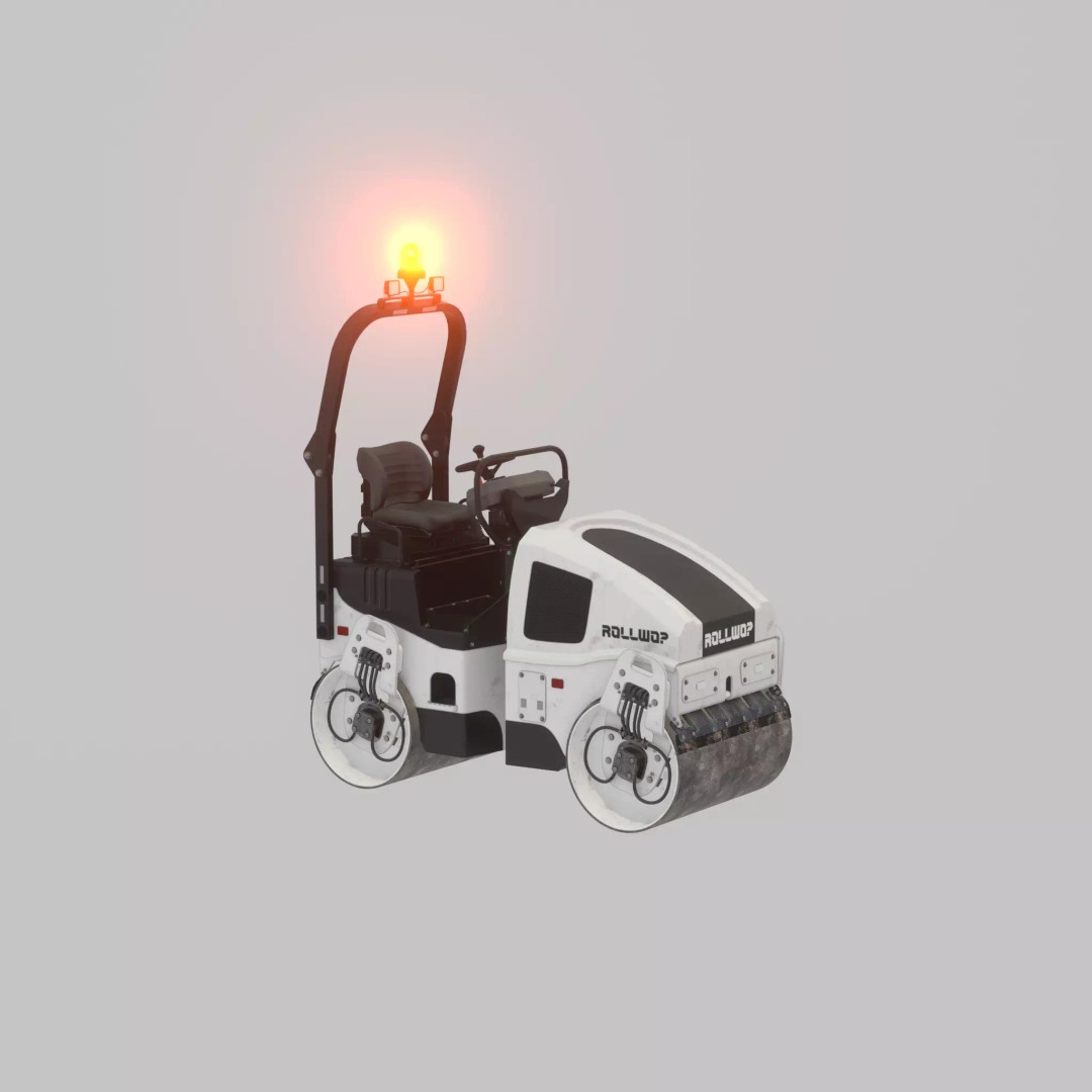 Road Roller 3D Model – Low Poly Construction Vehicle, FBX, Game Ready - View 48