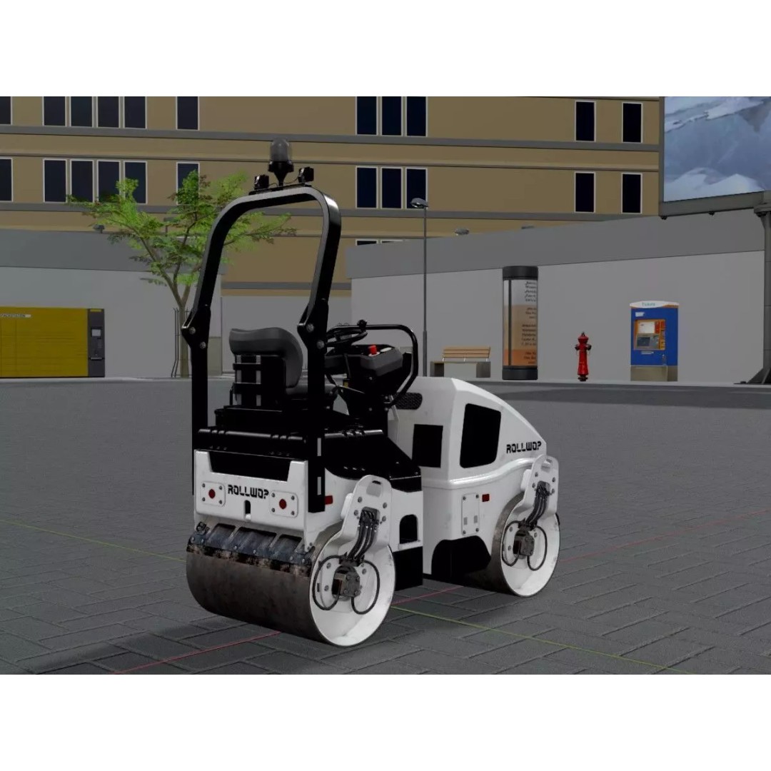 Road Roller 3D Model – Low Poly Construction Vehicle, FBX, Game Ready - View 5