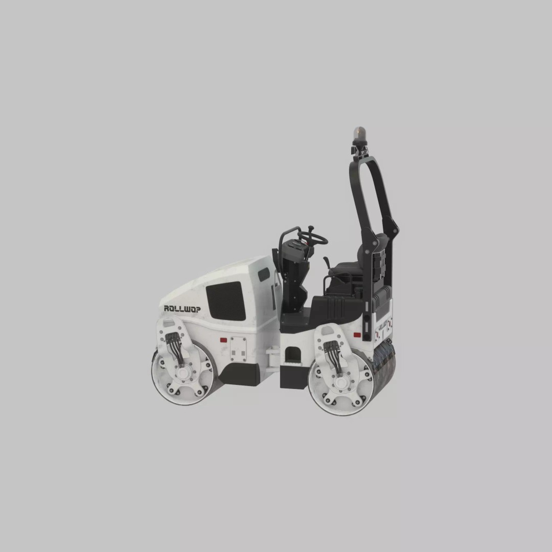 Road Roller 3D Model – Low Poly Construction Vehicle, FBX, Game Ready - View 50
