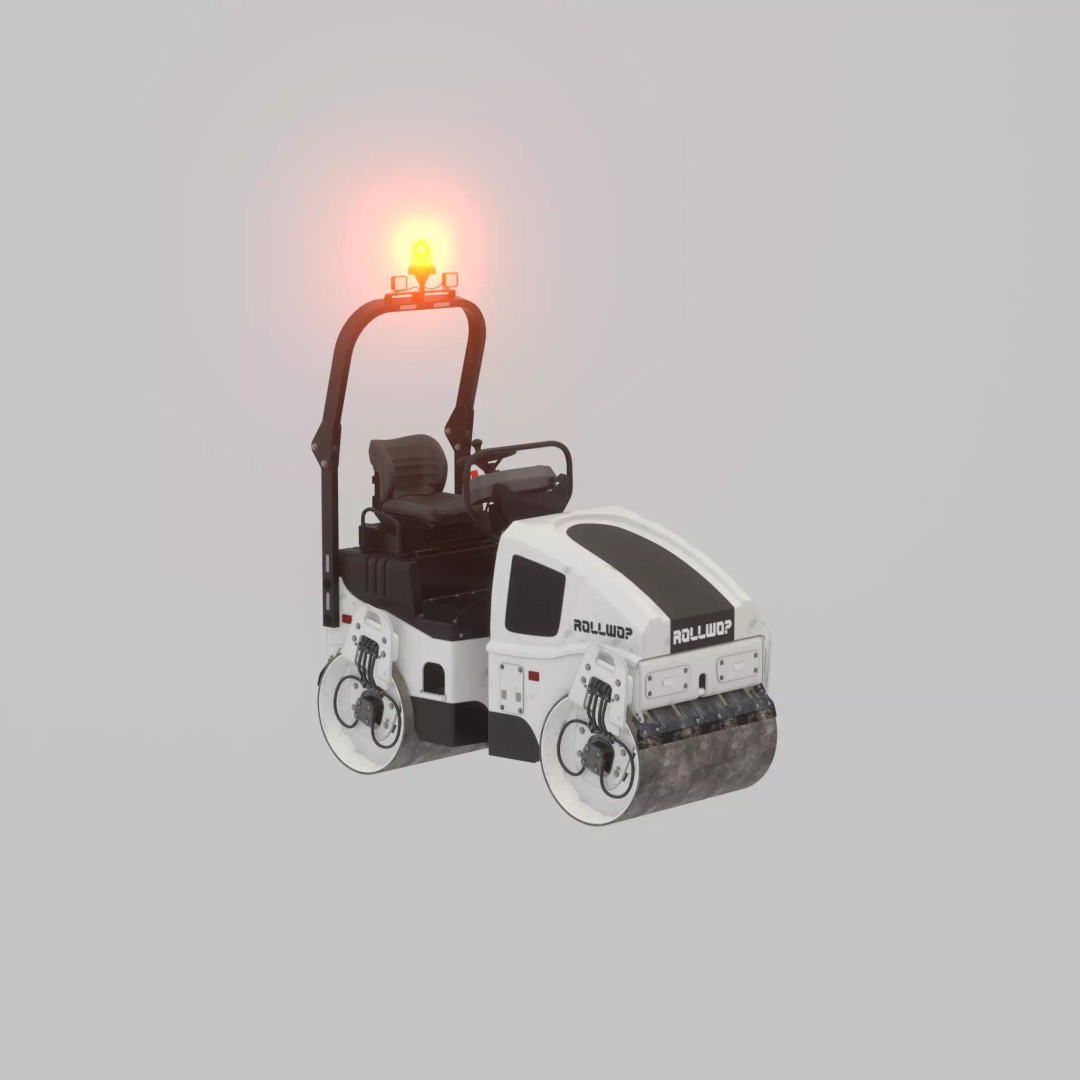 Road Roller 3D Model – Low Poly Construction Vehicle, FBX, Game Ready - View 51