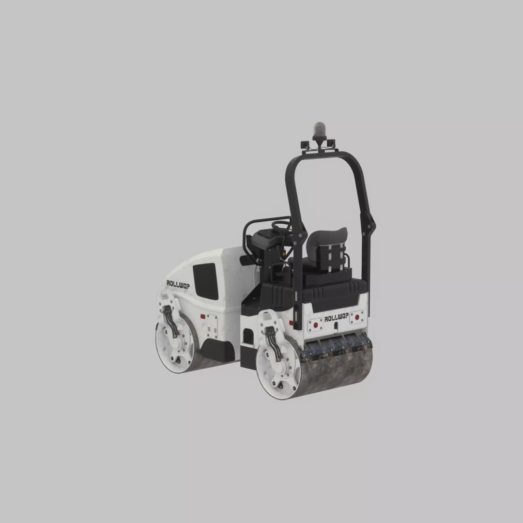 Road Roller 3D Model – Low Poly Construction Vehicle, FBX, Game Ready - View 55